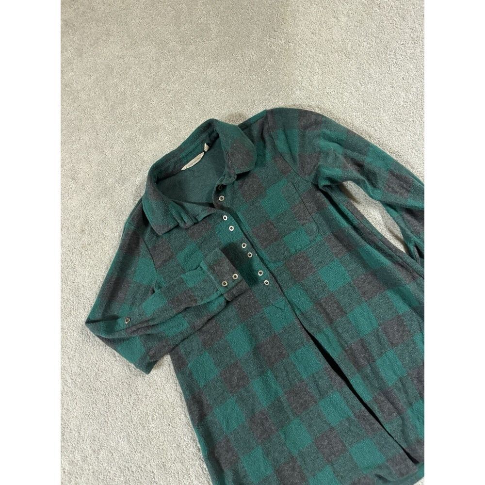 Soft Surroundings Tunic Top Size PXS Flannel Buffalo Check Green Gray